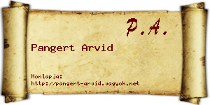Pangert Arvid névjegykártya